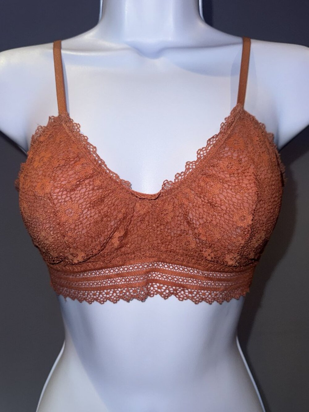 Victoria’s Secret Rust Lace Longline Bralette Size M Wireless
